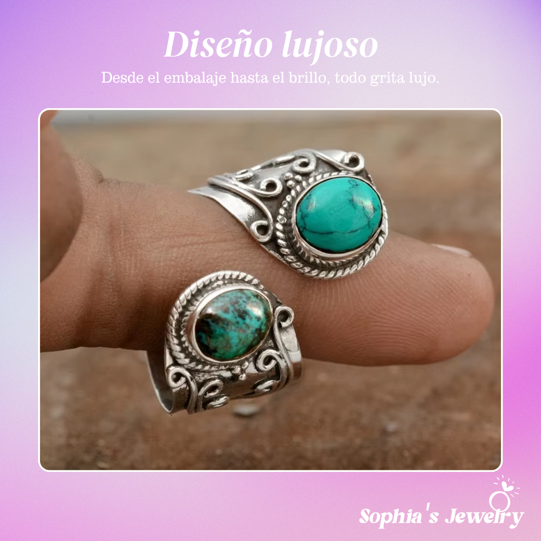 Solene | Brillo gemelo de turquesa | Anillo de plata