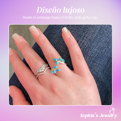 Liora | Danza de hojas turquesas | Anillo de plata