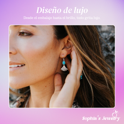 Rea | Turquesa en forma de abanico | Pendientes de plata