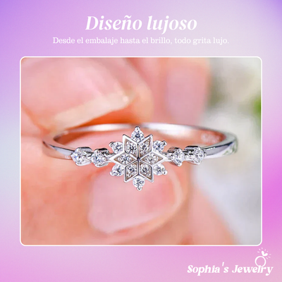 Junevel | Copo de nieve de circonita brillante | Anillo de plata
