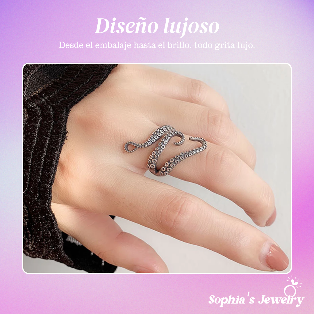 Charina | Tentáculo de pulpo atrevido | Anillo de plata