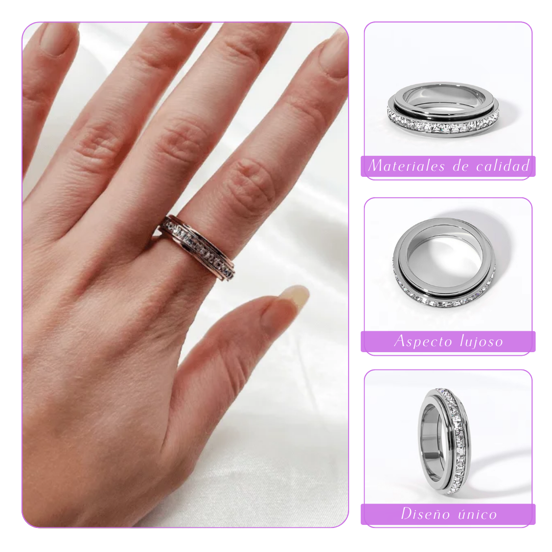 Celestia | Carrusel moderno de cristal brillante | Anillo de plata