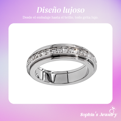Celestia | Carrusel moderno de cristal brillante | Anillo de plata