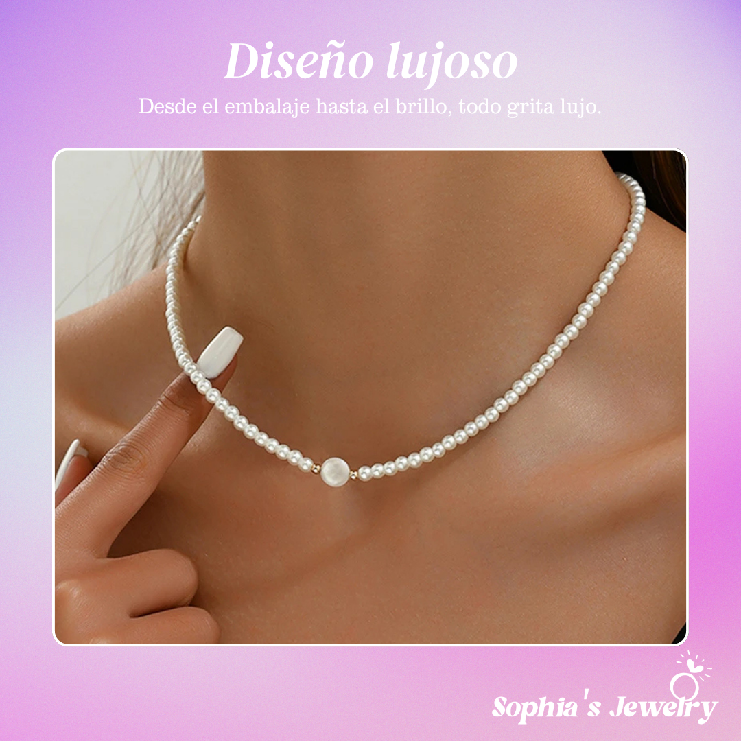 Seraphina | Brillo clásico de perlas | Collar de plata