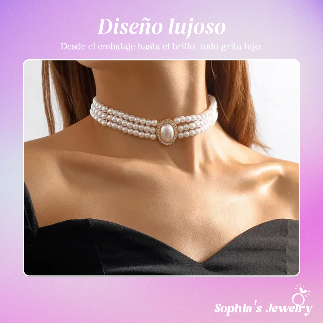 Viviana | Triple Pearl Grace | Collar de plata