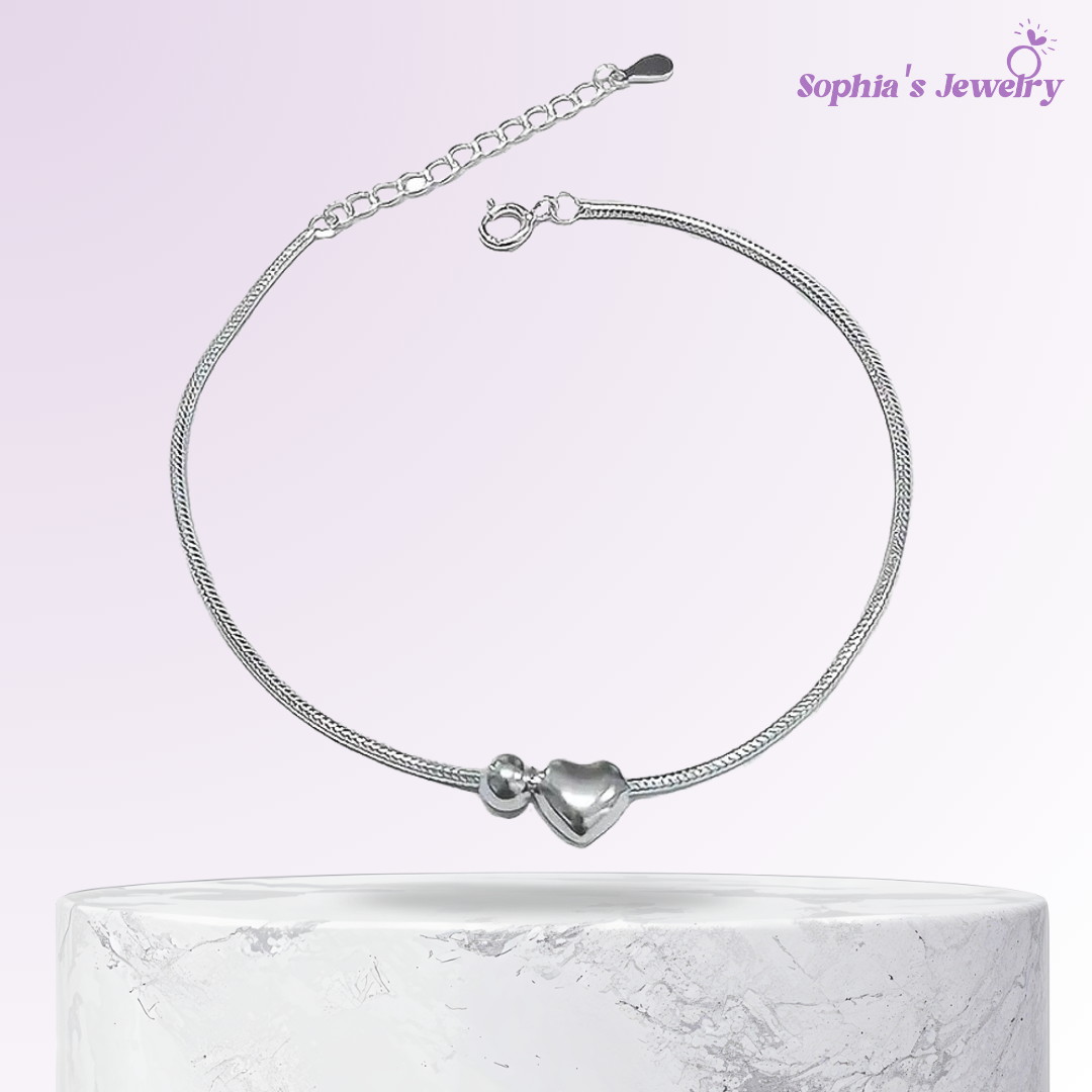 Eliana | Charm de plata de ley con corazón | Pulsera de plata