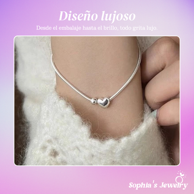 Eliana | Charm de plata de ley con corazón | Pulsera de plata