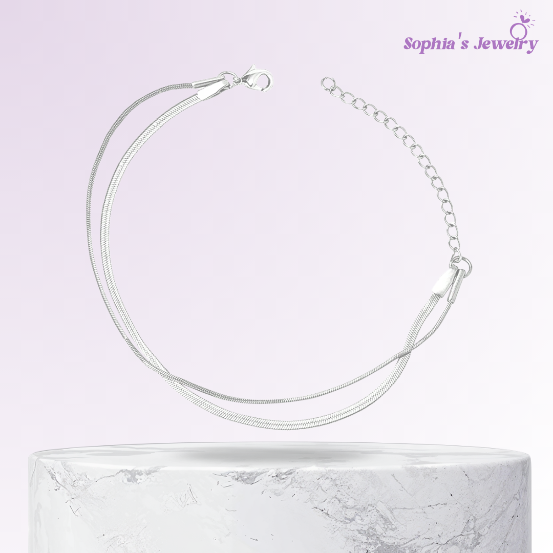 Cynthia | Cadena doble de serpiente | Pulsera de plata