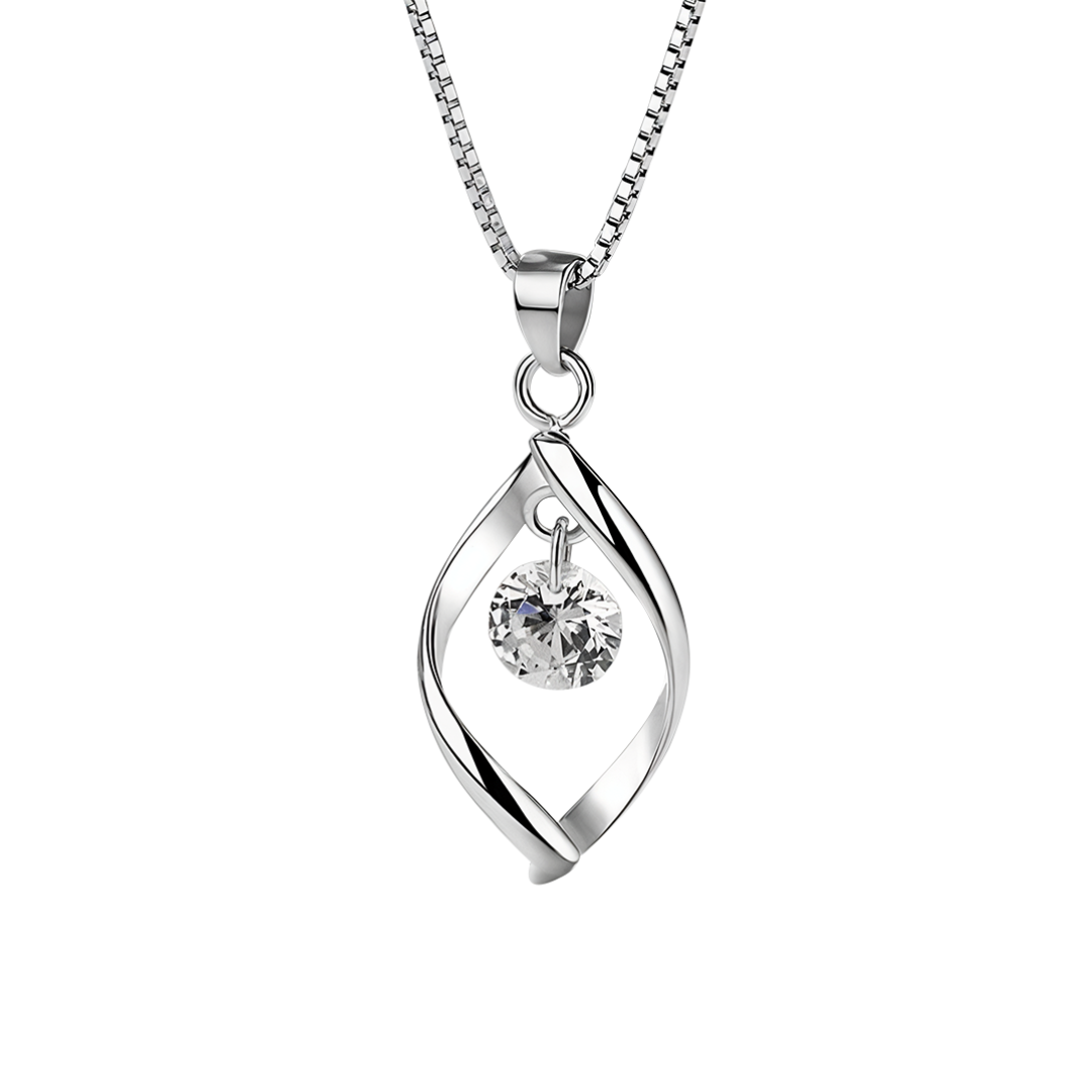 Elara | Piedra de circonita en forma de lágrima | Collar de plata