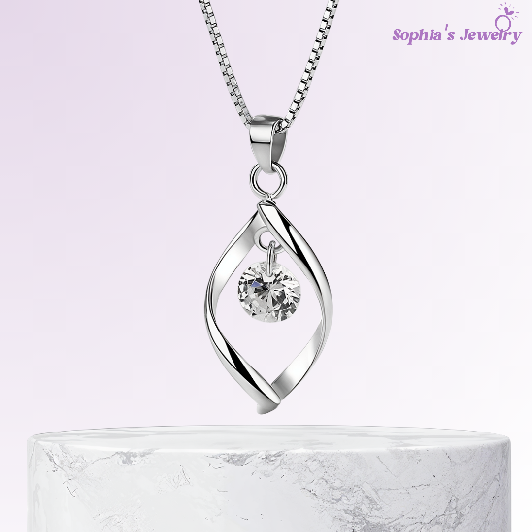 Elara | Piedra de circonita en forma de lágrima | Collar de plata