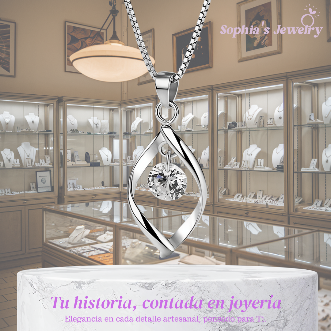 Elara | Piedra de circonita en forma de lágrima | Collar de plata