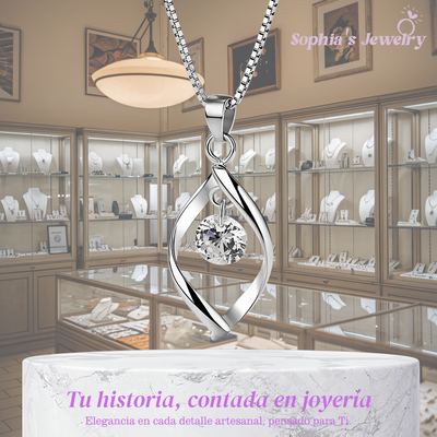 Elara | Piedra de circonita en forma de lágrima | Collar de plata