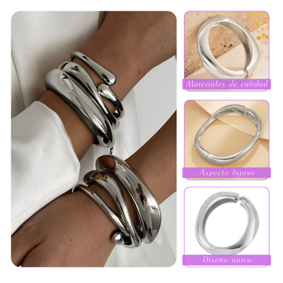 Carrine | Brazalete esculpido y llamativo con un toque de estilo | Pulsera de plata