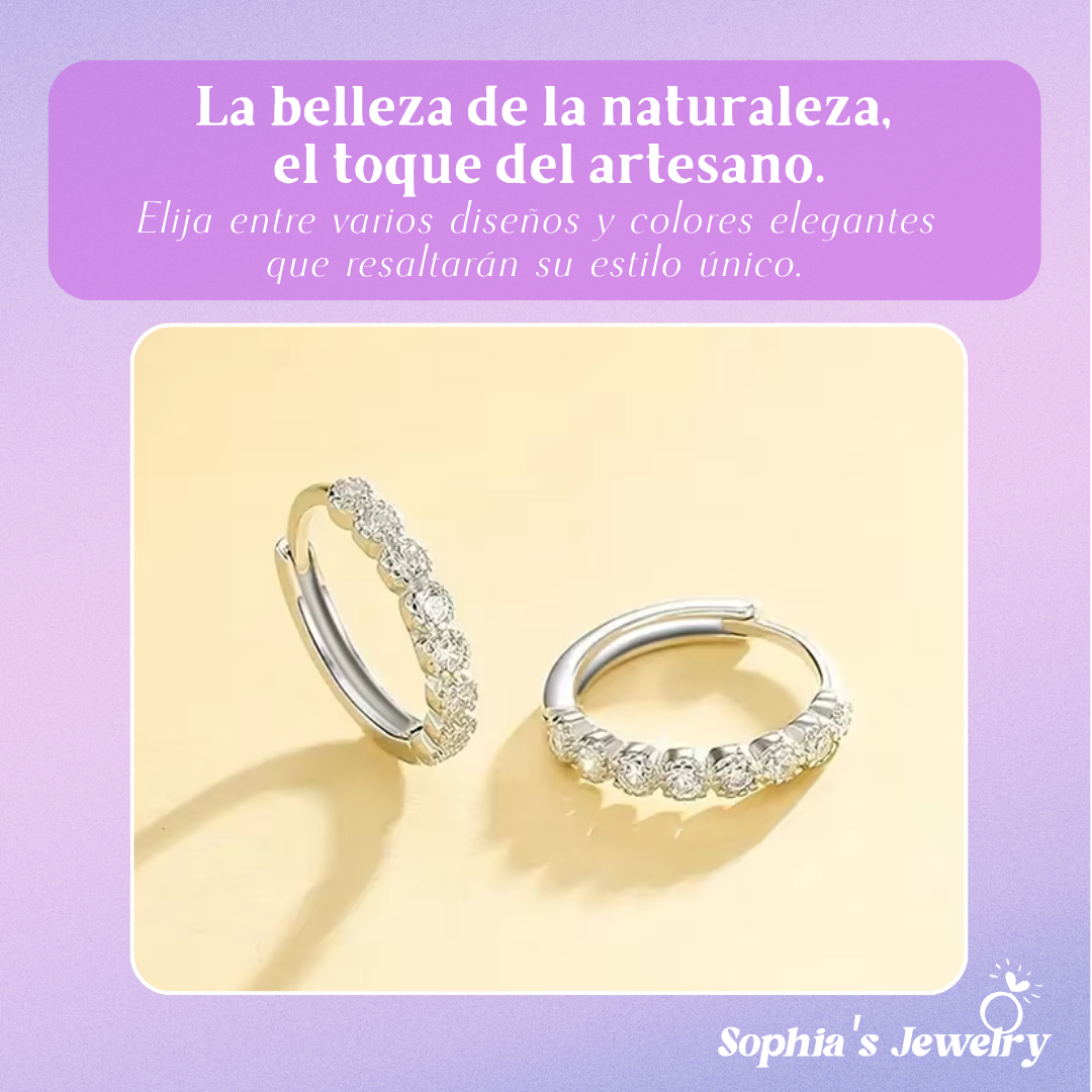 Liza | Piedra Brillante | Pendientes de Plata