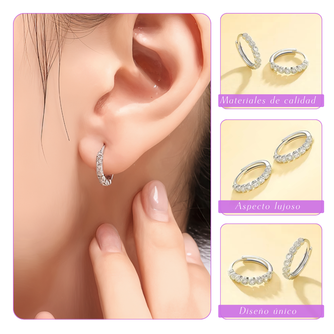 Liza | Piedra Brillante | Pendientes de Plata