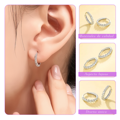 Liza | Piedra Brillante | Pendientes de Plata