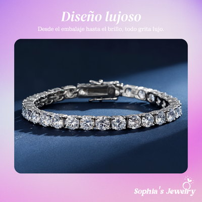 Luminara | Pulsera de tenis de platino con diamantes brillantes | Pulsera de plata