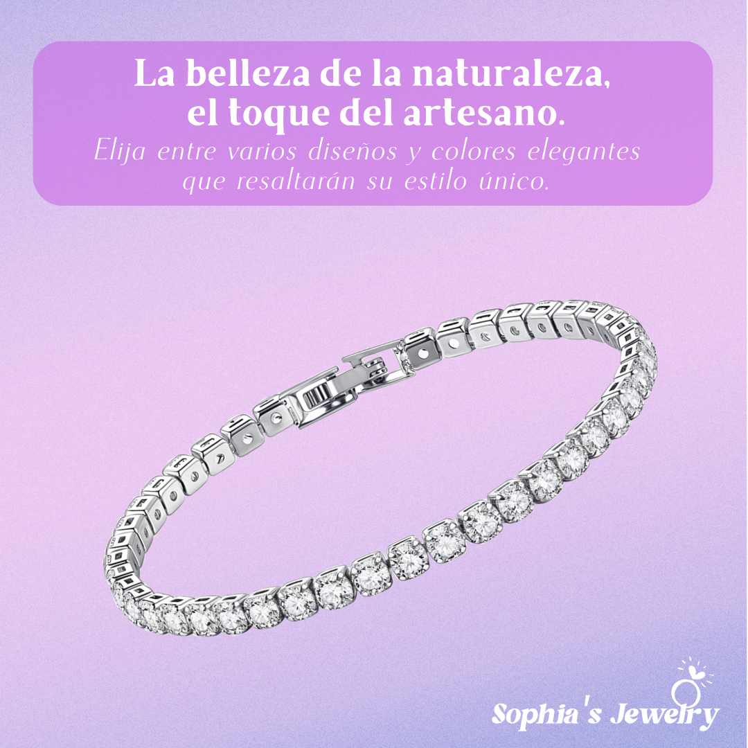 Luminara | Pulsera de tenis de platino con diamantes brillantes | Pulsera de plata