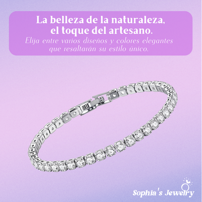 Luminara | Pulsera de tenis de platino con diamantes brillantes | Pulsera de plata