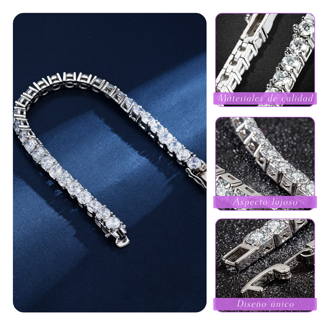 Luminara | Pulsera de tenis de platino con diamantes brillantes | Pulsera de plata