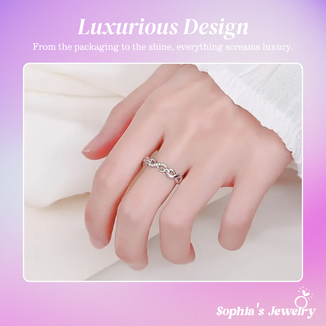 Susane | Símbolo del infinito brillante | Anillo de plata