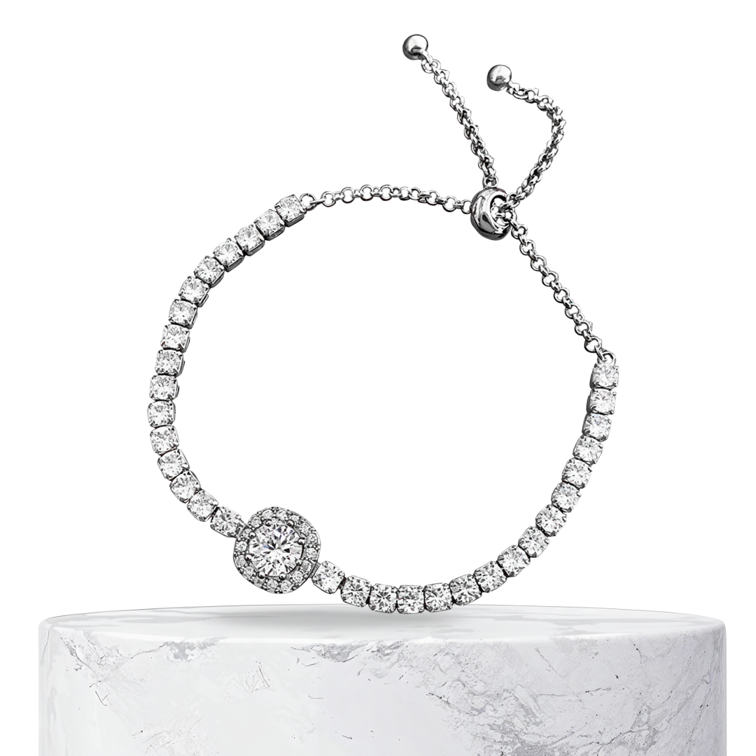 Natalia | Pulsera de Plata Ajustable con Gemas Deslumbrantes