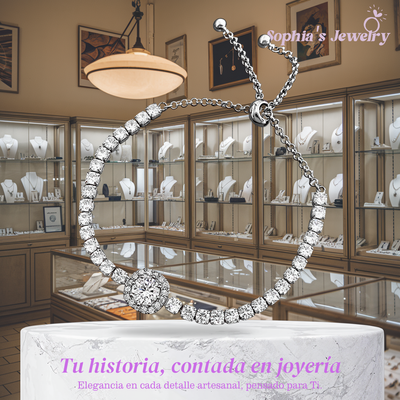 Natalia | Pulsera de Plata Ajustable con Gemas Deslumbrantes
