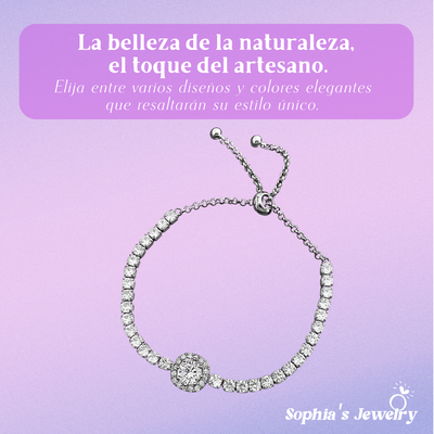 Natalia | Pulsera de Plata Ajustable con Gemas Deslumbrantes