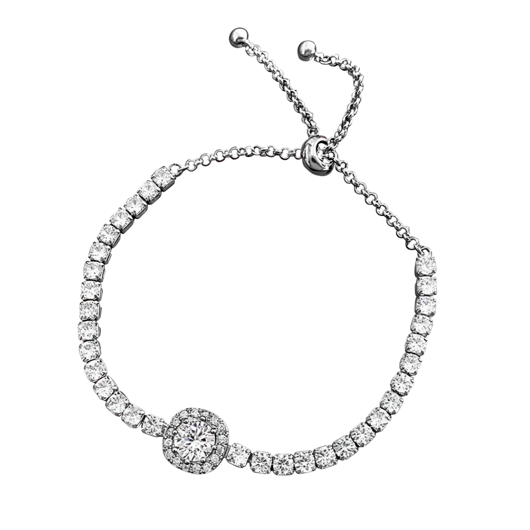 Natalia | Pulsera de Plata Ajustable con Gemas Deslumbrantes