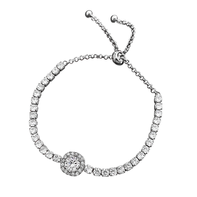 Natalia | Pulsera de Plata Ajustable con Gemas Deslumbrantes