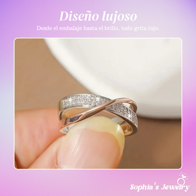 Raquel | Criss-Cross Sparkle | Anillo de plata