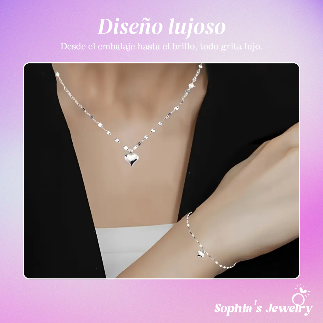 Cristina | Símbolo de Corazón Elegante | Conjunto de Joyas de Plata