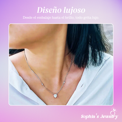 Donna | Corazón radiante de circonita cúbica | Conjunto de joyas de plata