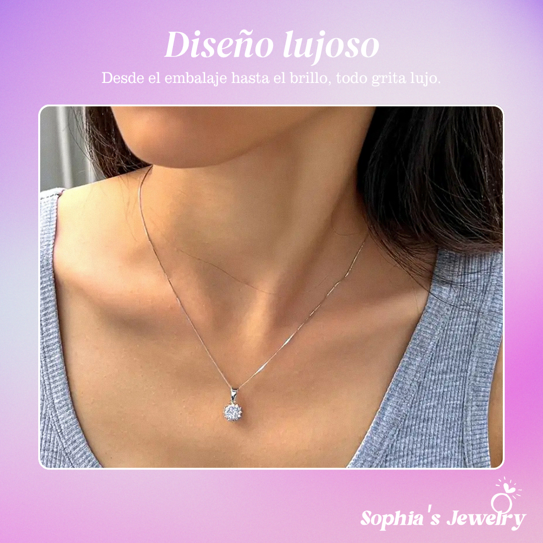 Patricia | Juego de joyería plateada con circonia en forma de flor