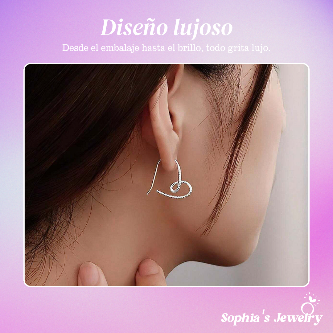 Margie | Gancho de corazón romántico | Pendientes de plata