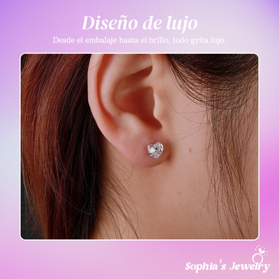 Teresa | Pendientes de Plata con Corazón y Toque de Glamour