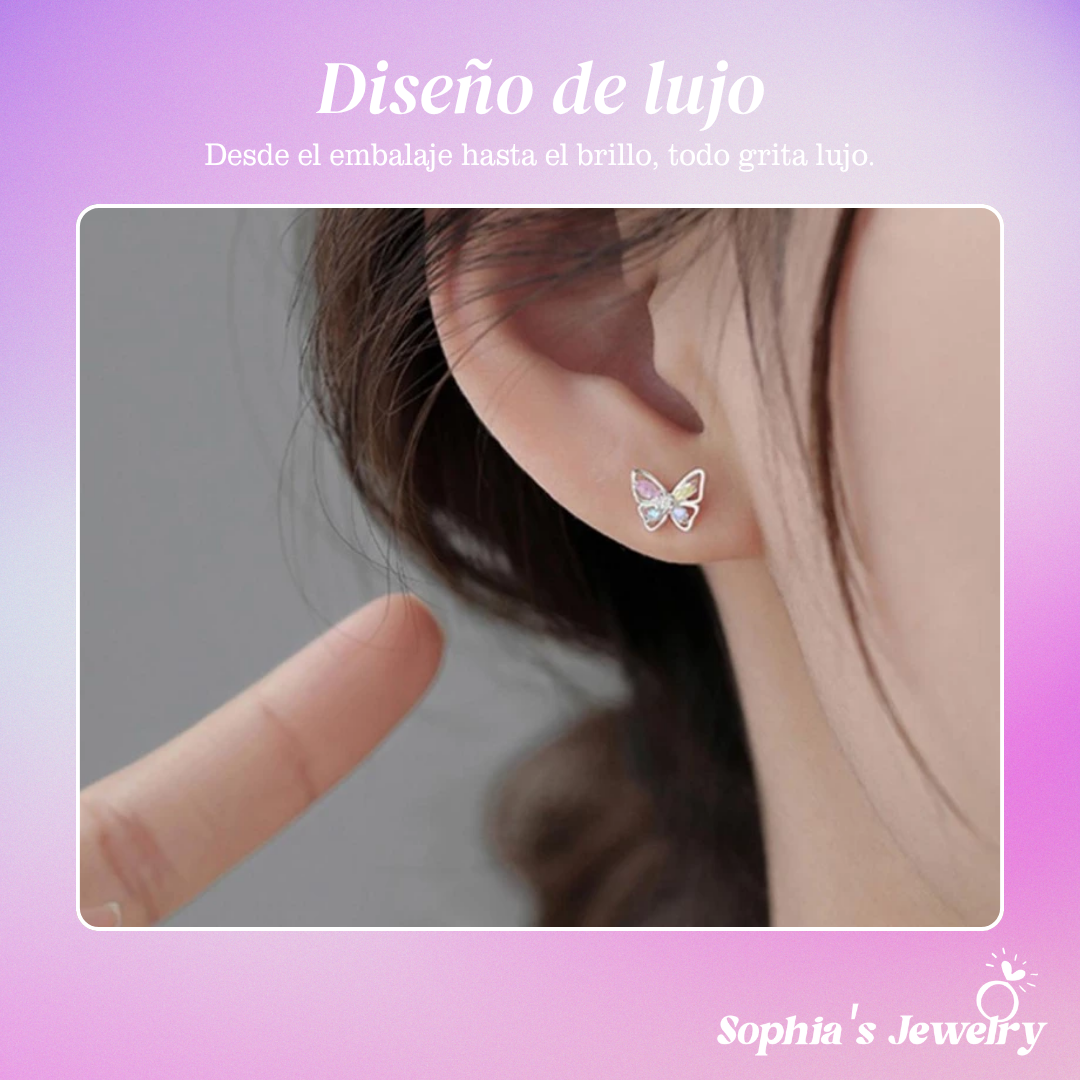 Elira | Pendientes de mariposa de colores | Pendientes de plata