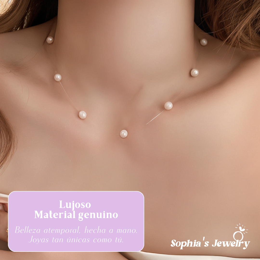 Elise | Collar minimalista de perlas flotantes | Collar de plata