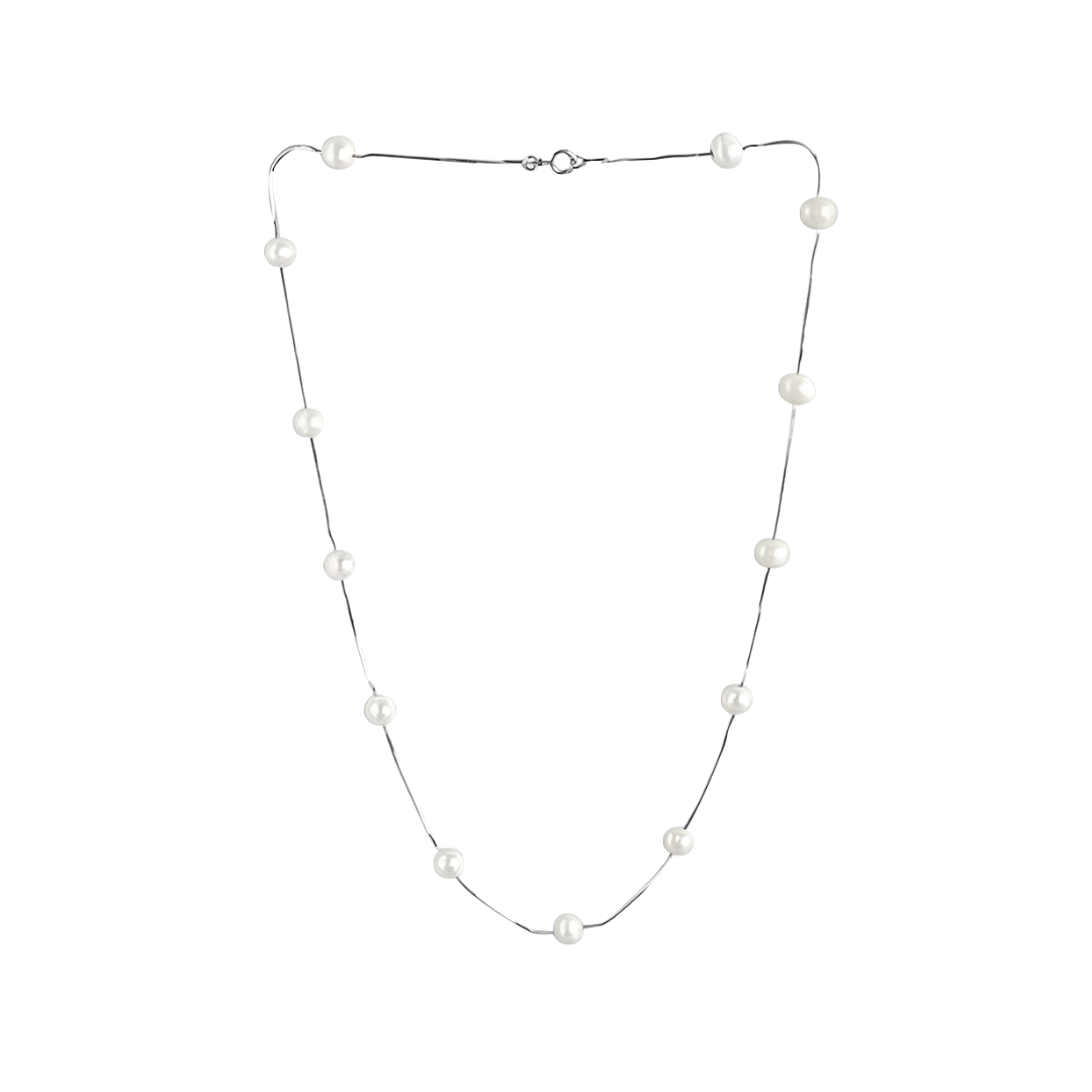 Elise | Collar minimalista de perlas flotantes | Collar de plata