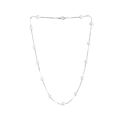 Elise | Collar minimalista de perlas flotantes | Collar de plata