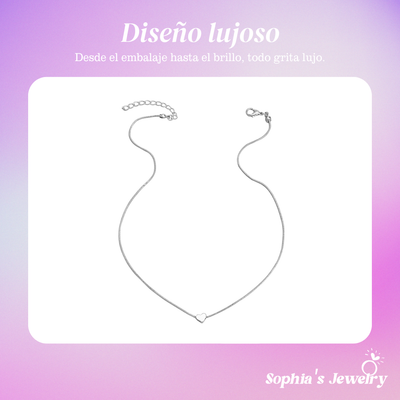 CelestialLove | Elegante cadena de serpiente con colgante de corazón | Collar de plata