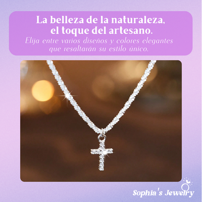 RadianceDuo | Colgantes cuadrados y cruzados con circonitas | Collar de plata