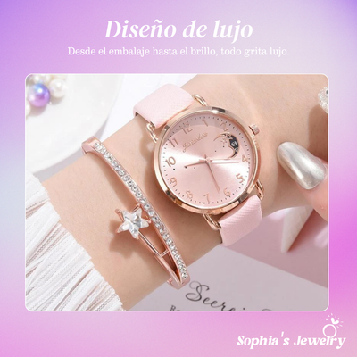 Daniela | Conjunto de reloj y pulsera con esfera lunar