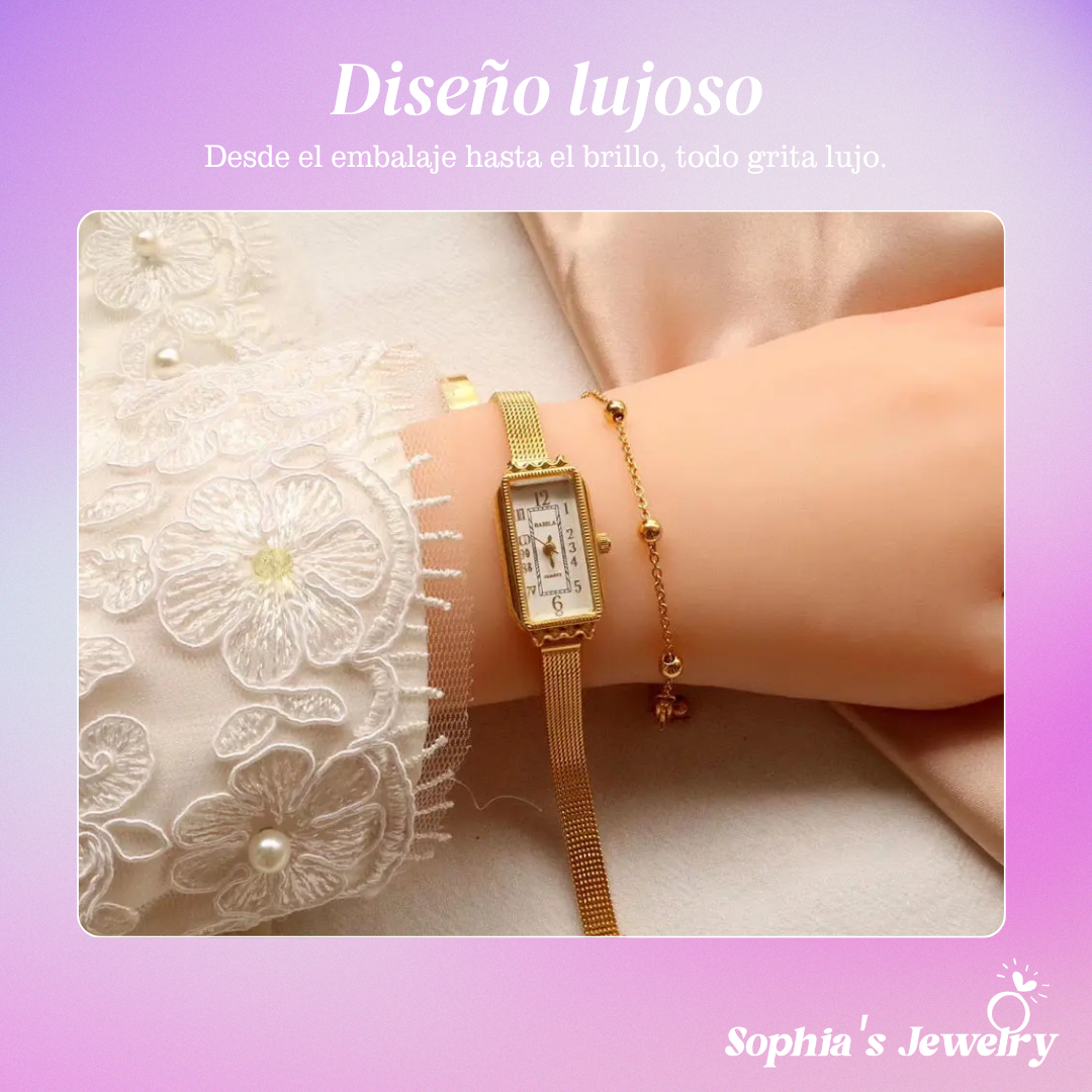 Celina | Reloj de malla para mujer con esfera rectangular