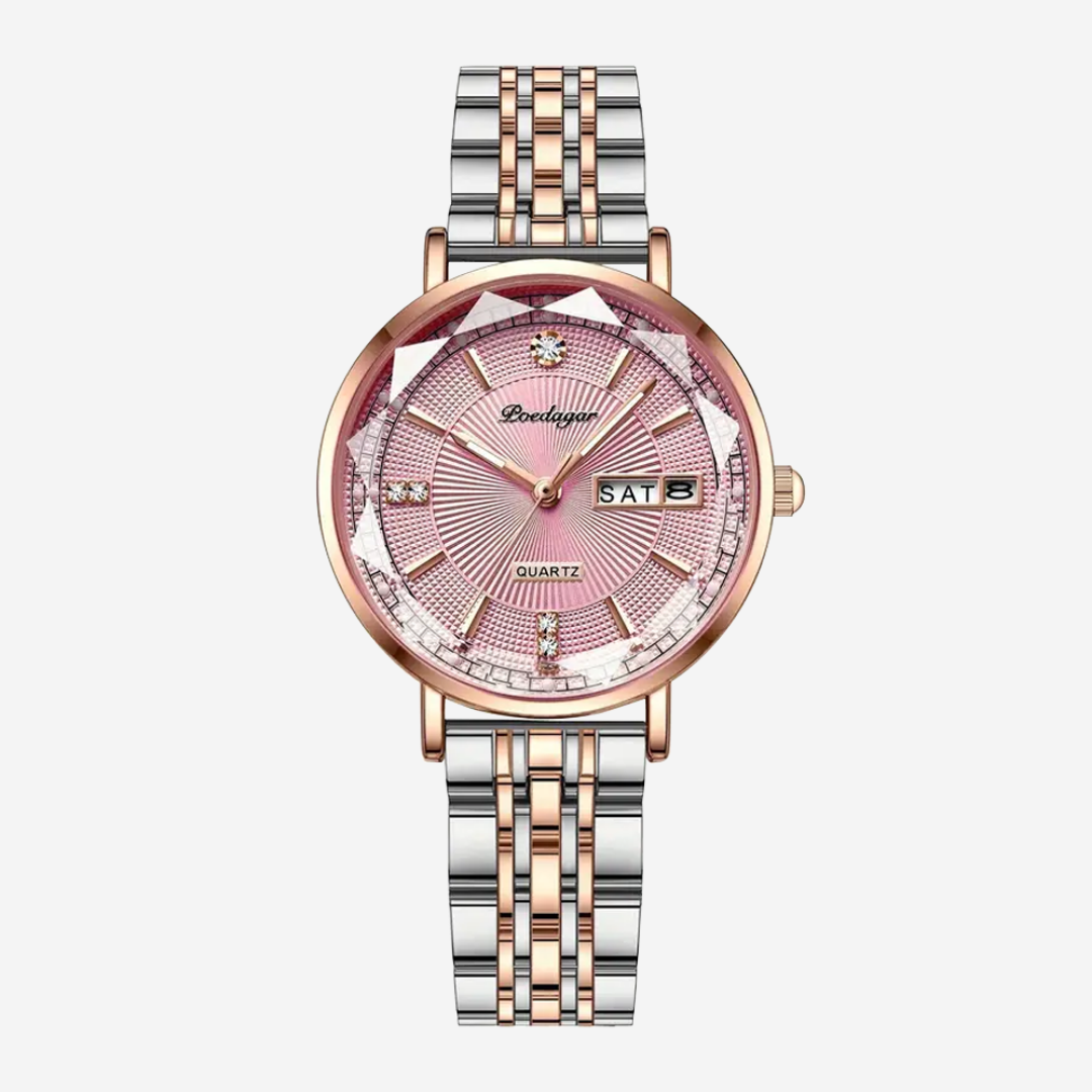 Elena | Reloj para mujer con detalles de cristal en dos tonos