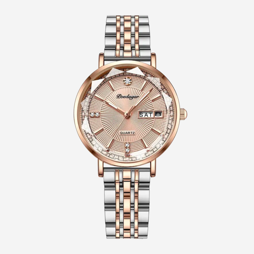Elena | Reloj para mujer con detalles de cristal en dos tonos