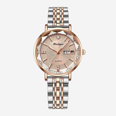 Elena | Reloj para mujer con detalles de cristal en dos tonos