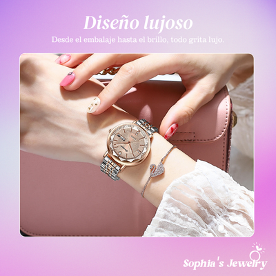 Elena | Reloj para mujer con detalles de cristal en dos tonos