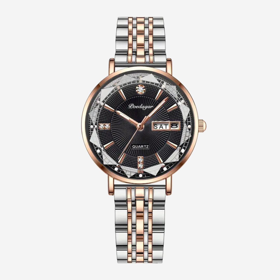 Elena | Reloj para mujer con detalles de cristal en dos tonos