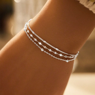 Sabrina | Brillo minimalista multicapa | Pulsera de plata